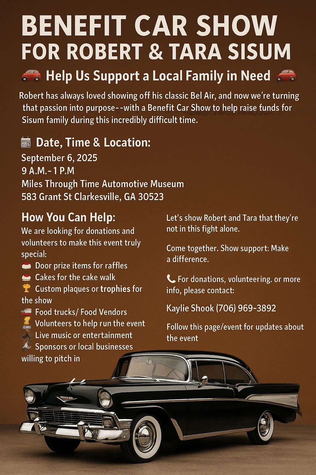 Benefit Car Show for Robert & Tara Sisum